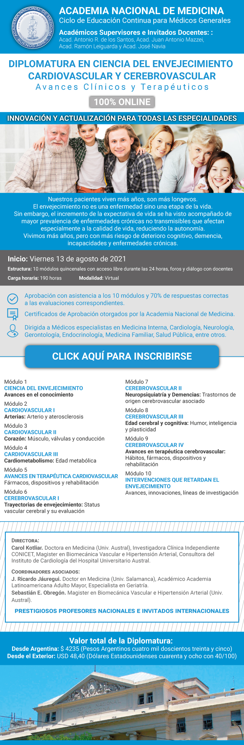 Diplomatura en Ciencia del Envejecimiento Cardiovascular y Cerebrovascular - Academia Nacional de Medicina