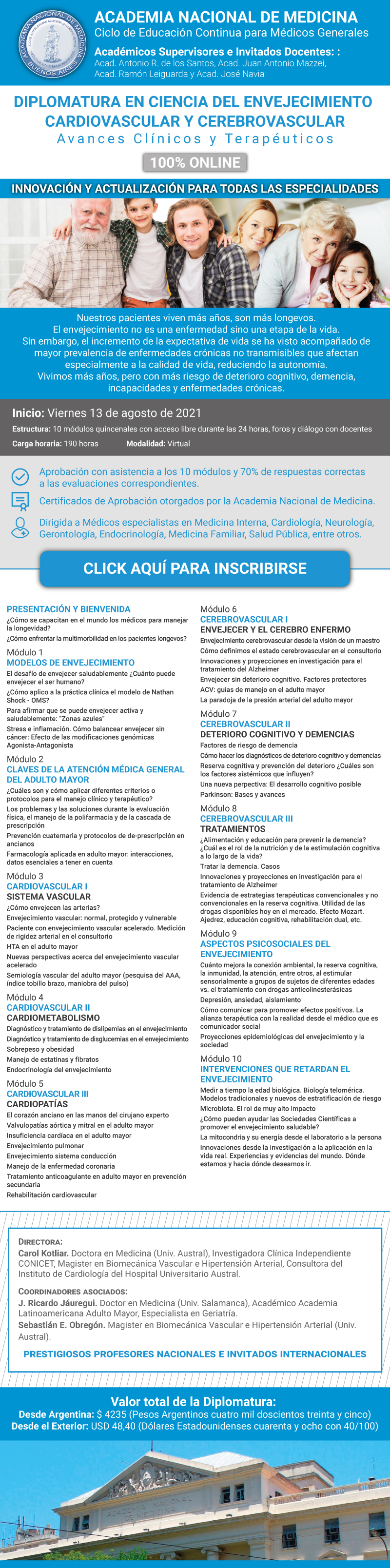 Diplomatura en Ciencia del Envejecimiento Cardiovascular y Cerebrovascular - Academia Nacional de Medicina
