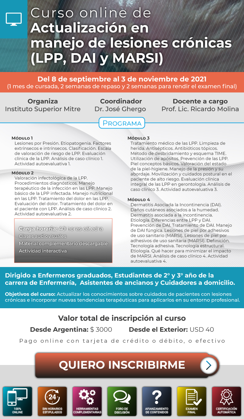 Curso online de Actualización en manejo de lesiones crónicas