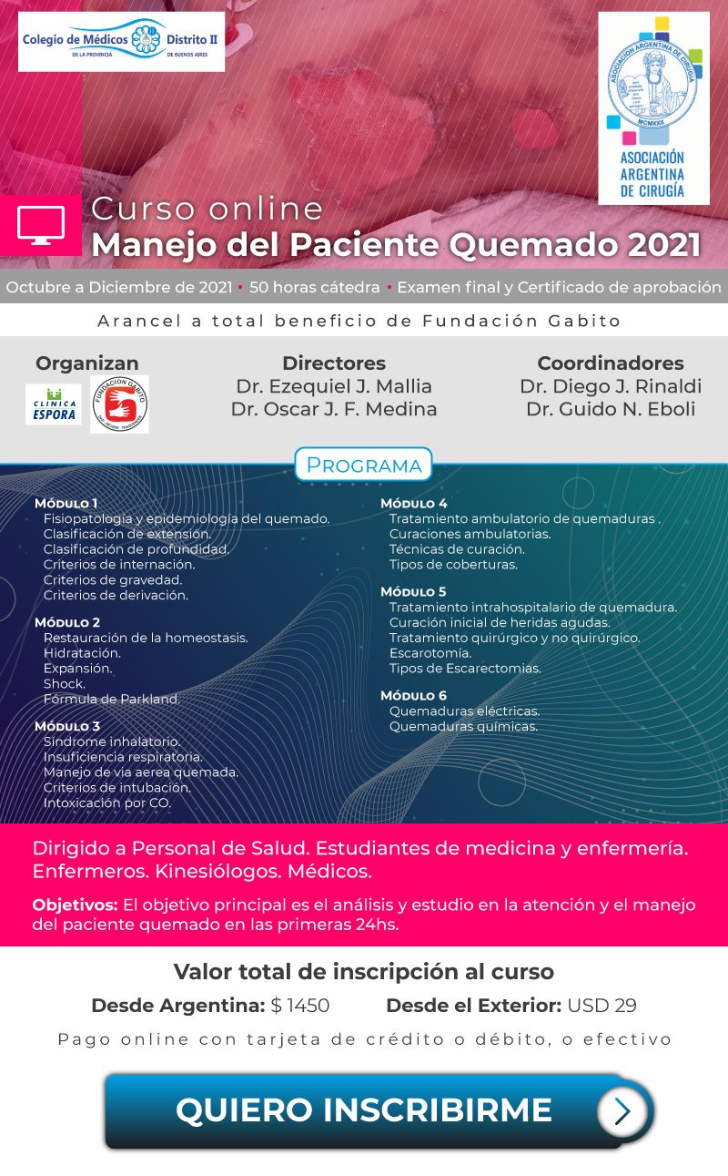 Curso online Manejo del Paciente Quemado 2021