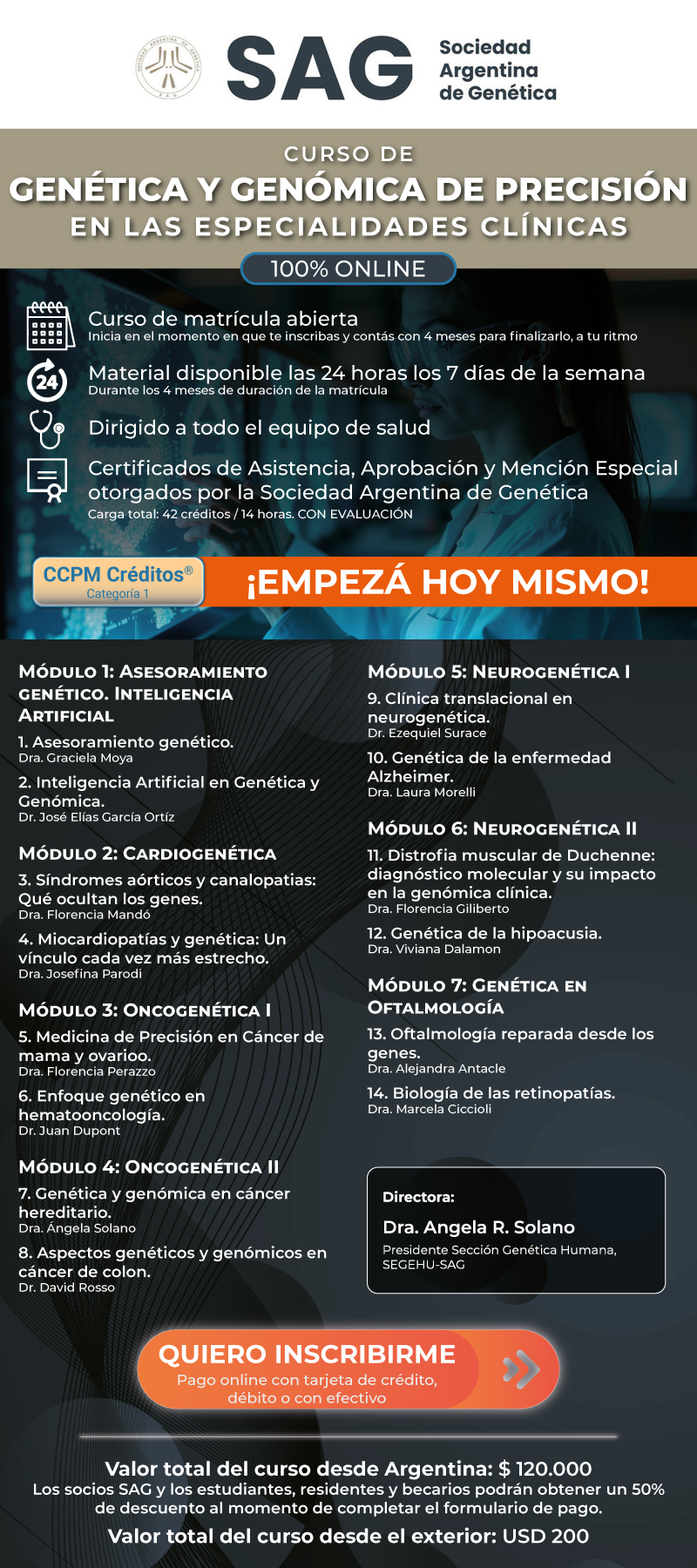 CURSO DE GENÉTICA Y GENÓMICA DE PRECISIÓN EN LAS ESPECIALIDADES CLÍNICAS