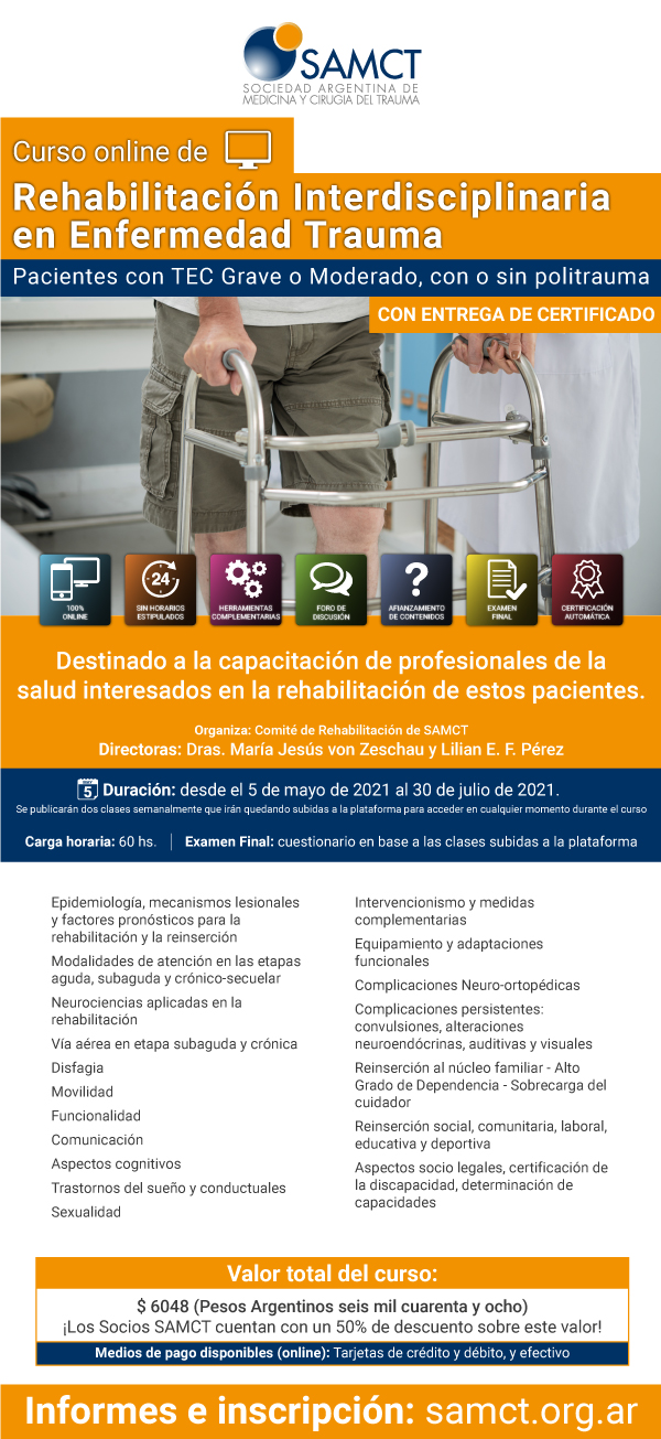 Curso online de Rehabilitación Interdisciplinaria en Enfermedad Trauma