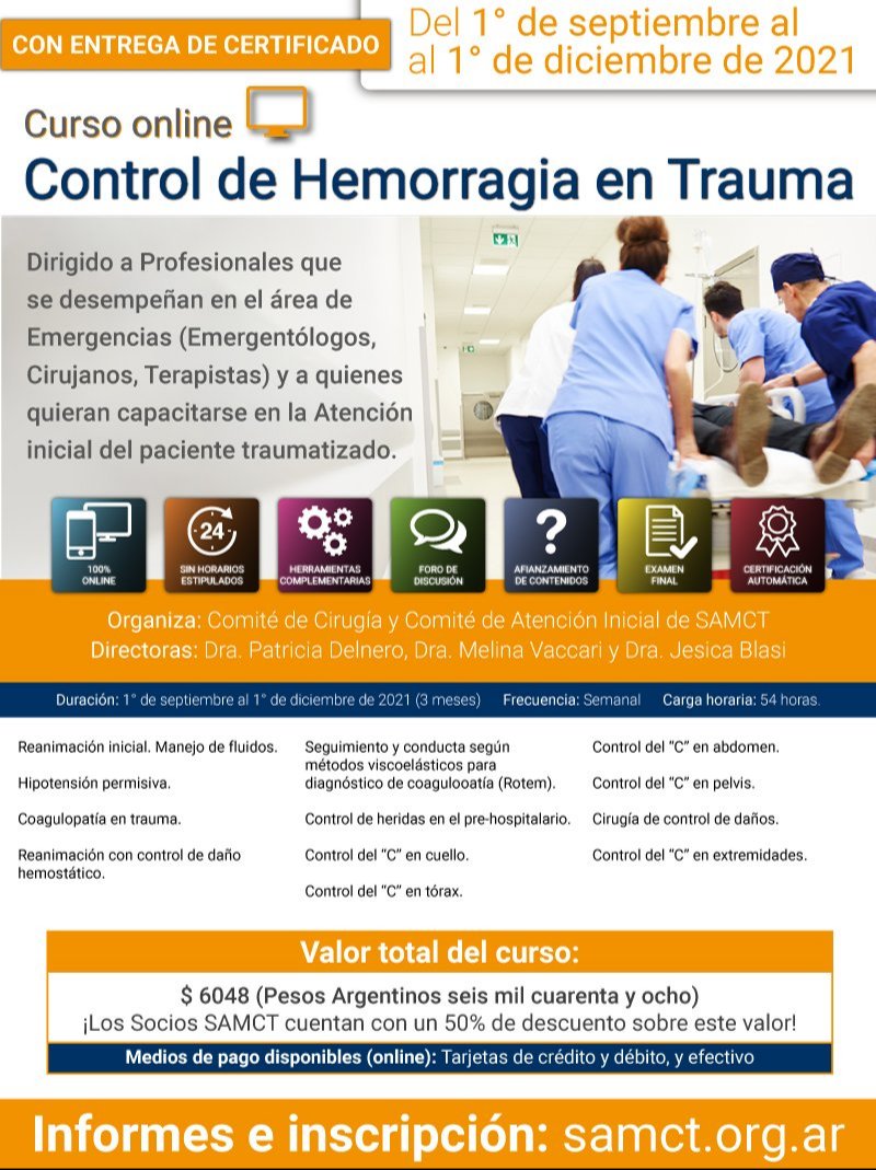 Curso online ''Control de Hemorragia en Trauma''